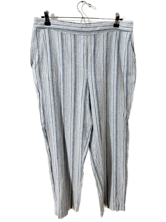 Chico's Pants - Chico’s Linen Blend Blue White Striped Wide Leg Crop Pants Size 1.5